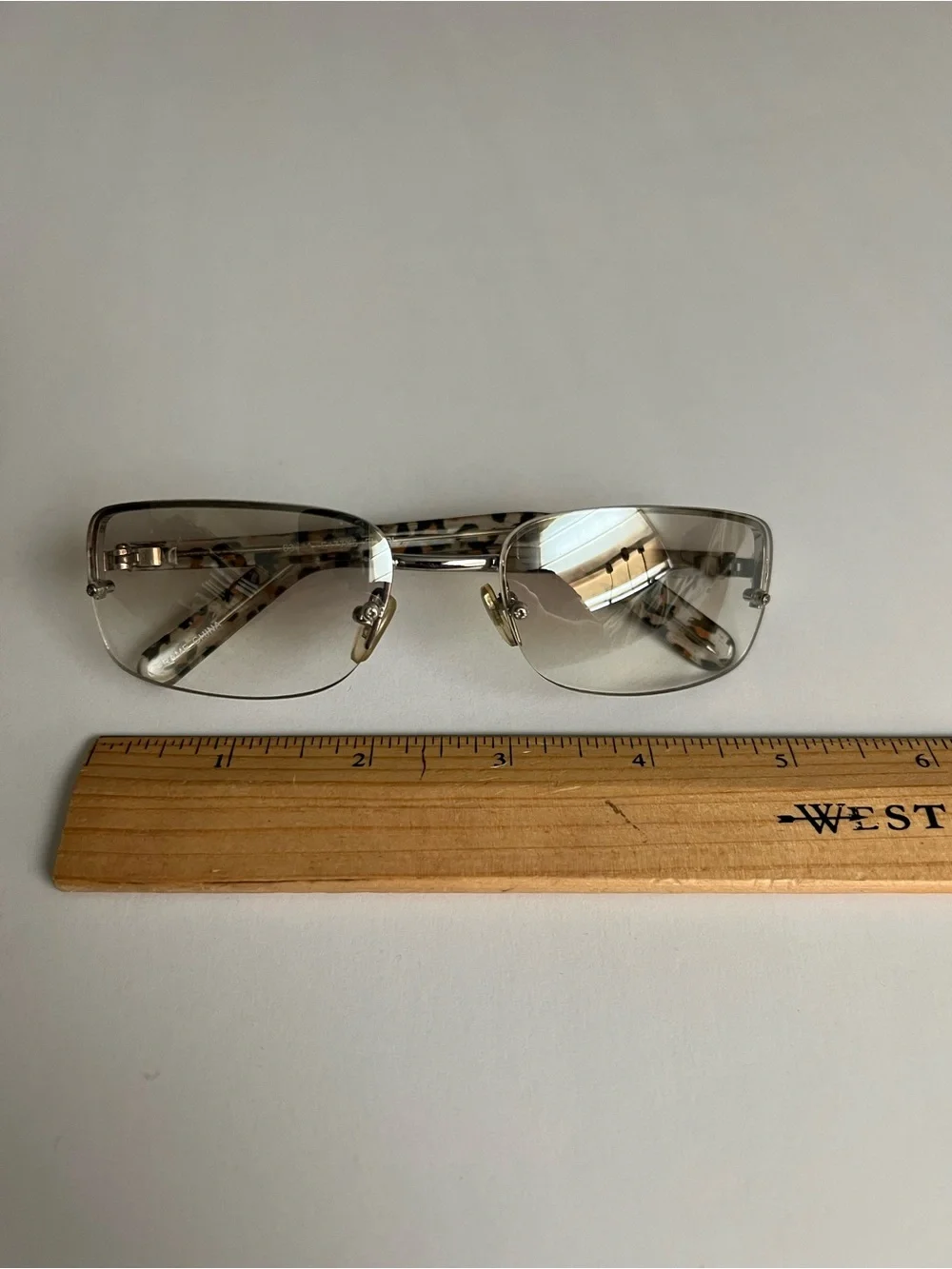 Women's Rimless Sunglasses leopard arms - Classic Elegance
